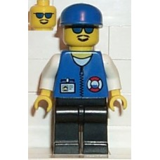 res008 Coast Guard City Center - White Collar Arms, Black Legs, Blue Cap, Sunglasses